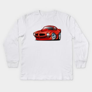 Classic Seventies American Muscle Car Cartoon Kids Long Sleeve T-Shirt